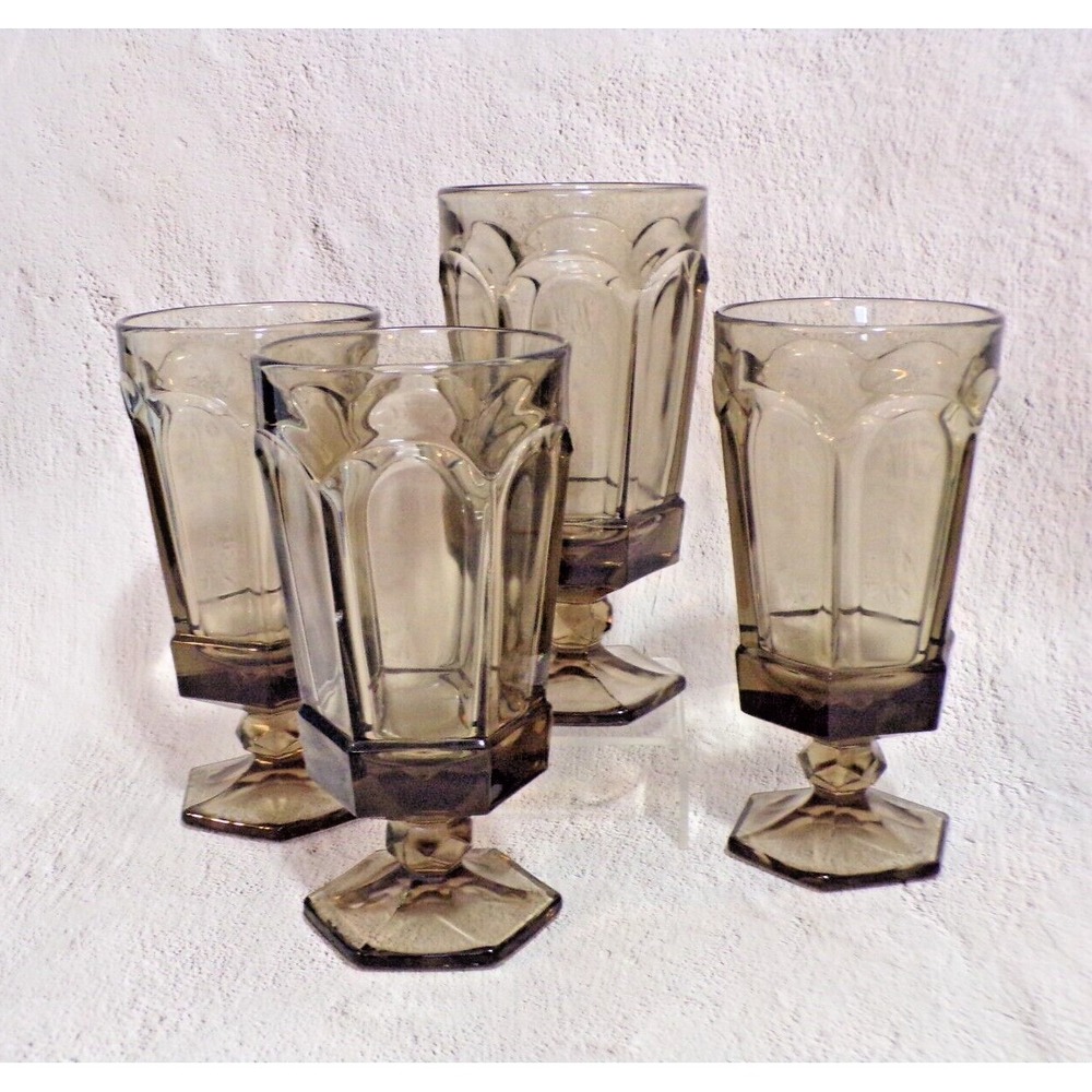 Virginia Taupe Fostoria 1970's RARE Glass Goblets Set of 4